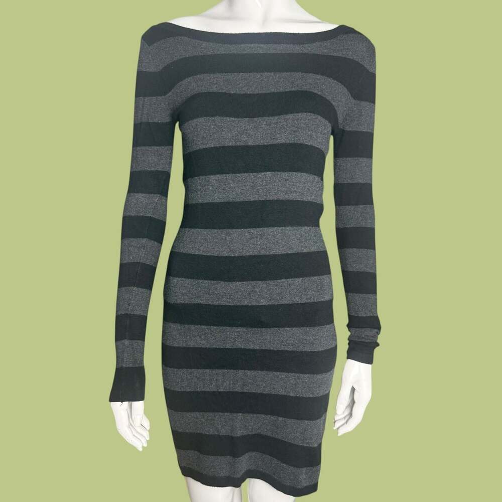 Y2K Emo French Connection Long Sleeve Striped Mini Dress